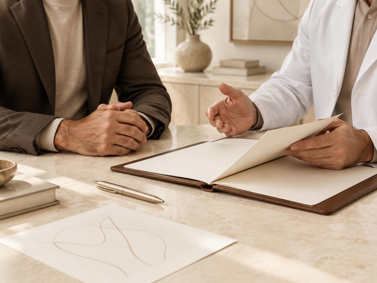 Illustrative private consultation between a patient and medical provider